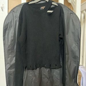 Kids boutique Balboa brand distressed black sweater for Girls SZ S